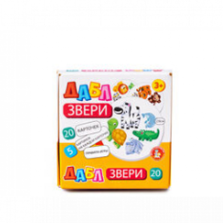 Игра настольная Дабл "Звери" (20 карточек)