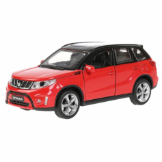 Машина металл SUZUKI VITARA 12 см, двери, багаж, инерц, красн с черным, кор. Технопарк