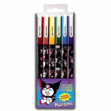 Набор гелевых ручек Kuromi, со стираемыми чернилами, 6 цветов, с игольчатым стержнем 0,5 мм, в