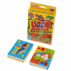 Карточная игра. UNOмания. Динозавры.Коробка с европодвесом  Умные игры в кор.50шт