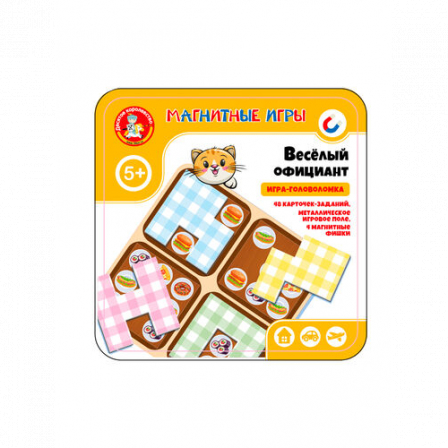 Игра магнитная в жестяной коробочке "Веселый официант" (головоломка)
