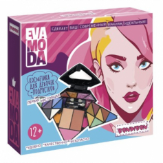 Набор детской декор. косметики Bondibon Eva Moda, BOX 14х12х4,2 см; тени для век-14шт.(13,12г), блес