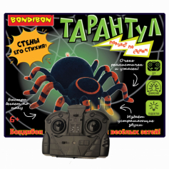 Игрушка разв. ТАРАНТУЛ Bondibon, пульт д/у, звук.эффект, свет.глаза, ползает по стене (акк+USB)