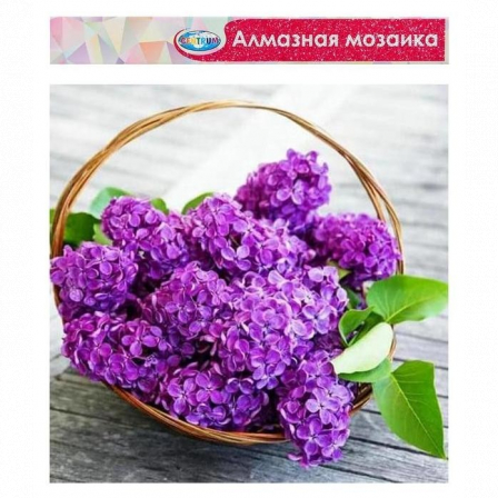 Алмазная мозаика Сирень, размер 40*50 см, без подрамника, частичная выкладка, в составе основа