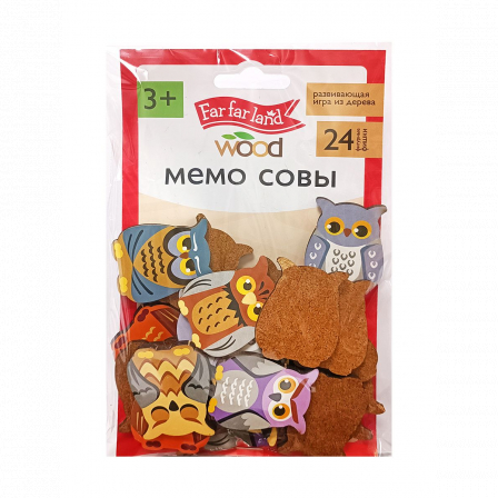 Игра настольная МЕМО "Совы" Far far land wood  (24 фишки в пакете)