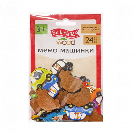 Игра настольная МЕМО "Машинки" Far far land wood  (24 фишки в пакете)