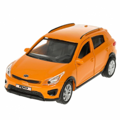 Машина металл KIA RIO X длина 12 см, двери, багаж, инерц, оранжевый, кор. Технопарк