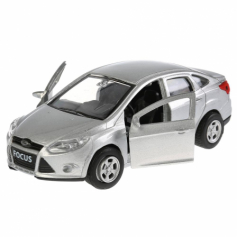 Машина металл FORD Focus 12см, инерц., открыв. двери, цвет серебристый в кор. Технопарк в кор.2*24шт