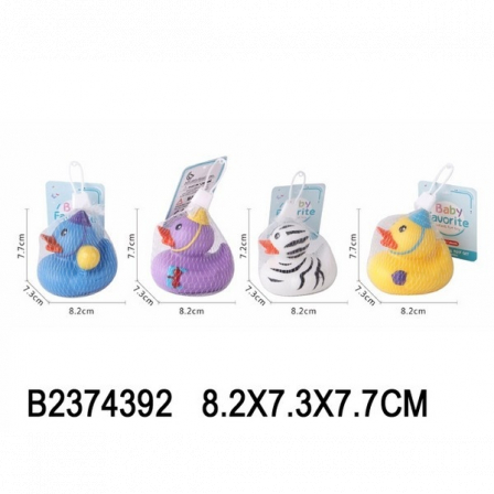 Игрушка для купания "Уточка", 4 цв. в ассорт., в сетке 8,2*7,3*7,7 см