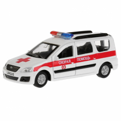 Машина металл LADA LARGUS СКОРАЯ, 12 см, двери, багаж., инерц., кор. Технопарк в кор.2*24шт