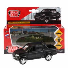 Машина мет.UAZ PICKUP мат.черный Технопарк в кор.