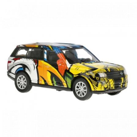 Машина металл LAND ROVER "range rover vogue графити" 12см, инерц. в кор. Технопарк