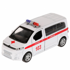 Машина металл CITROEN SPACE TOURER СКОРАЯ 12 см, двер, инер, бел, кор. Технопарк в кор.2*36шт