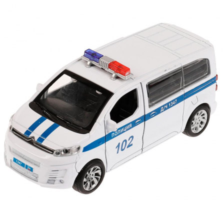Машина металл CITROEN SPACE TOURER ПОЛИЦИЯ 12 см, двер, инер, бел, кор. Технопарк в кор.2*36шт