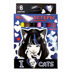 Фломастеры Аниме I love cats 8 цв., треугольные, в картонной упаковке с европодвесом