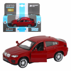 Машинка металл.ТМ "Автопанорама" 1:43 BMW X6, красный, откр. двери, инерция, в/к 17,5*12,5*6,