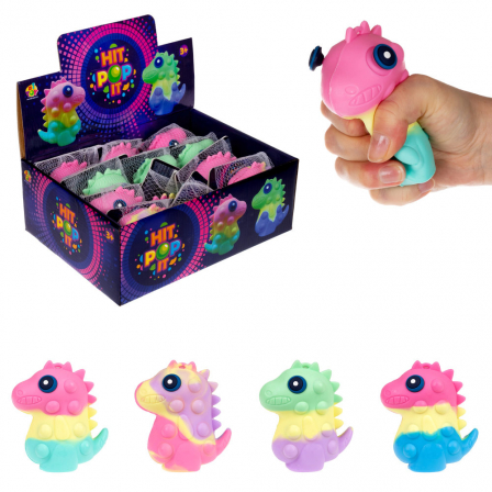 1toy Жмяка Hit Pop It "Динозавр" 9,5х9х4,2 см, 4 вида в асс., 12 шт. в д/б