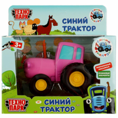 Модель металл СИНИЙ ТРАКТОР длина 11 см, инерц, розовый, кор. Технопарк в кор.48шт
