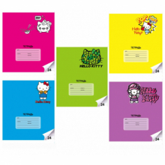 Тетрадь Hello Kitty, формат А5, на скрепке, 24 листа, линейка с полями, внутренний блок офсет