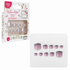 Lukky Нэйл-Арт наб. Pedicure style #7,Glitter French,10 наклад.ногтей на клеевой основе,10+,кор.