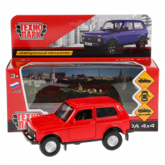 Машина металл "LADA 4x4" 12см, открыв. двери, инерц., КРАСНЫЙ. ТМ Технопарк.