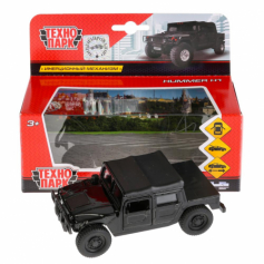 Машина металл Hummer H1 пикап черный 12см, открыв. двери, инерц. в кор. Технопарк в кор.2*24шт