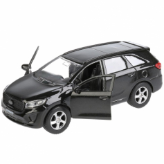 Машина металл KIA Sorento Prime черный 12 см, откр.дв., багаж., инерц. Технопарк в кор.2*24шт