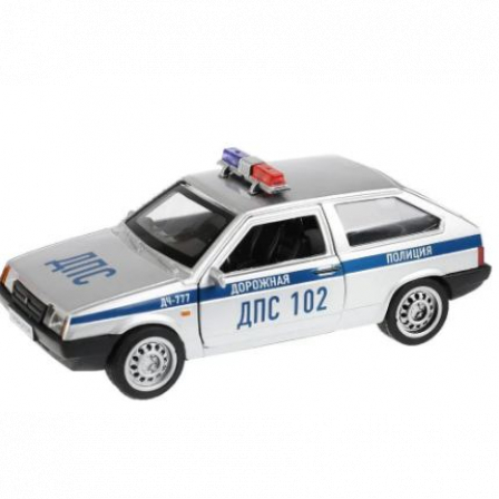 Машина металл свет-звук LADA-2108 "Спутник" Полиция 12 см, двери, кор. Технопарк