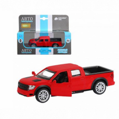 Машинка металл.ТМ "Автопанорама" 1:52 Ford F-150 SVT Raptor-2, красный, откр. двери, инерция,