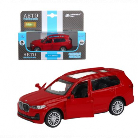 Машинка металл.ТМ "Автопанорама" 1:44, BMW X7, красный металлик, откр. двери, в/к 17,5*12,5*