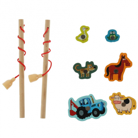 Игра ловим + 2 удочки СИНИЙ ТРАКТОР в пак. Буратино в кор.300шт