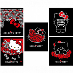 Тетрадь Hello Kitty бант, формат А5, клетка, 48 листов, на скрепке, обложка софт-тач+хол.фольг