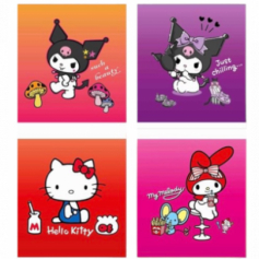Тетрадь Kuromi+MyMelody+HK в дополнительной ПВХ обложке, формат А5 на скрепке, 48 листов, клет