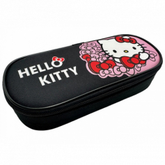 Пенал корпусный овальный Hello Kitty, размер 225*90*50мм. Жесткий каркас овальной формы на кар