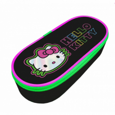 Пенал корпусный овальный Hello Kitty Neon, размер 210*85*50 мм. Жесткий каркас овальной формы