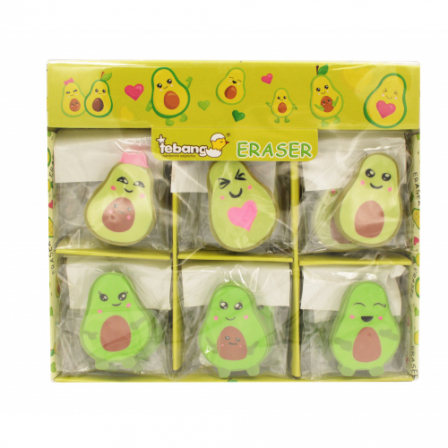 Ластик из синтетического каучука Авокадо, в ассортименте, в индивидуальной упаковке в дисплее