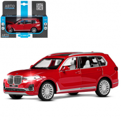 ТМ "Автопанорама" Машинка металлическая 1:32 BMW X7, красный, свет, звук, откр. четыре двери, капот