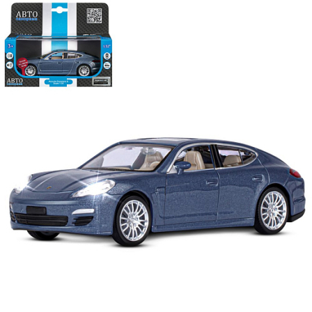 Машинка металлическая 1:32 Porsche Panamera S, синий, свет, звук, откр. двери, ине