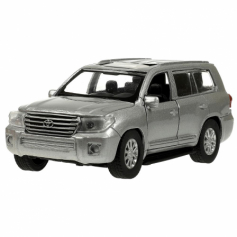 Машина металл TOYOTA LAND CRUISER 12,5 см, двери, инерц, серебристый , кор. Технопарк в кор.2*36шт