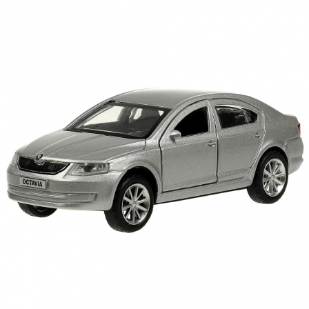 Машина металл SKODA OCTAVIA 12 см, двери, багаж, инерц. серебристый  кор. Технопарк в кор.2*36шт