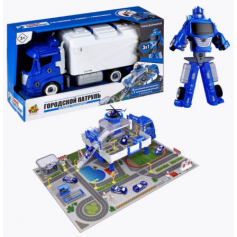 1toy Транспаркинг парковка-грузовик трансформер "Городской патруль", 37,5*21*13 см