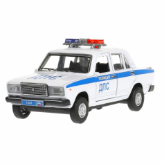 Машина металл ваз-2107 ПОЛИЦИЯ, свет-звук, длина 12 см,белый, кор. Технопарк в кор.2*36шт