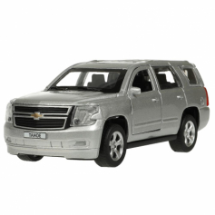 Машина металл CHEVROLET TAHOE 12 см, двери, багаж, инерц, серебристый , кор. Технопарк в кор.2*36шт