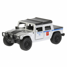 Машина металл Hummer H1 пикап полиция 12см, открыв. двери, инерц. в кор. Технопарк.