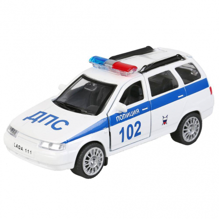 Машина металл LADA 111 полиция 12см, инерц., открыв. двери и багажник в кор. Технопарк в кор.2*24шт