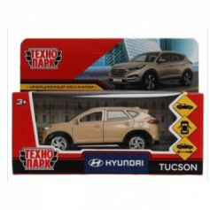 Машина металл HYUNDAI TUCSON длина 12 см, двери, багаж., инер, бежевый, кор. Технопарк в кор.2*36шт