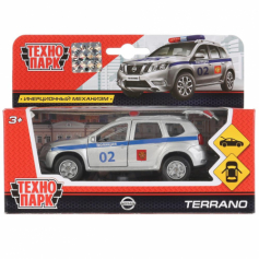 Машина металл NISSAN terrano ПОЛИЦИЯ, 12 см, двери, багаж., инерц., кор. Технопарк в кор.2*24шт SB-1