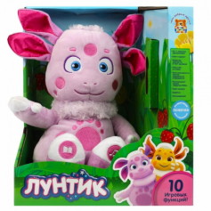 Игрушка мягкая интерактивная ЛУНТИК лунтик 24см с ложечкой, 10 функций МУЛЬТИ-ПУЛЬТИ