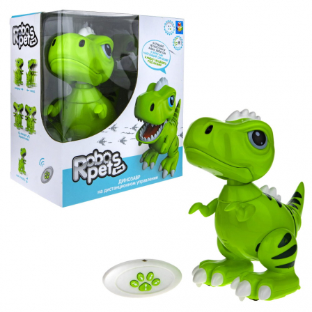1TOY игрушка интерактивная Robo Pets Динозавр Т-РЕКС  зеленый (4*ААА бат.не входят в комплект), ИК п