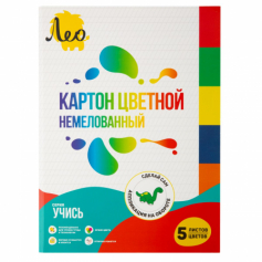 Картон цветной, немелованный LNSNM-02 200 г/м2  A4   21 х  29.7 см  5 л.  5 цв